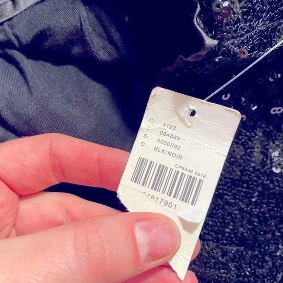 NWT Anthropologie Black Sequin Cargo Pull on Trouser Party Event Pants Size 16 - Picture 10 of 11